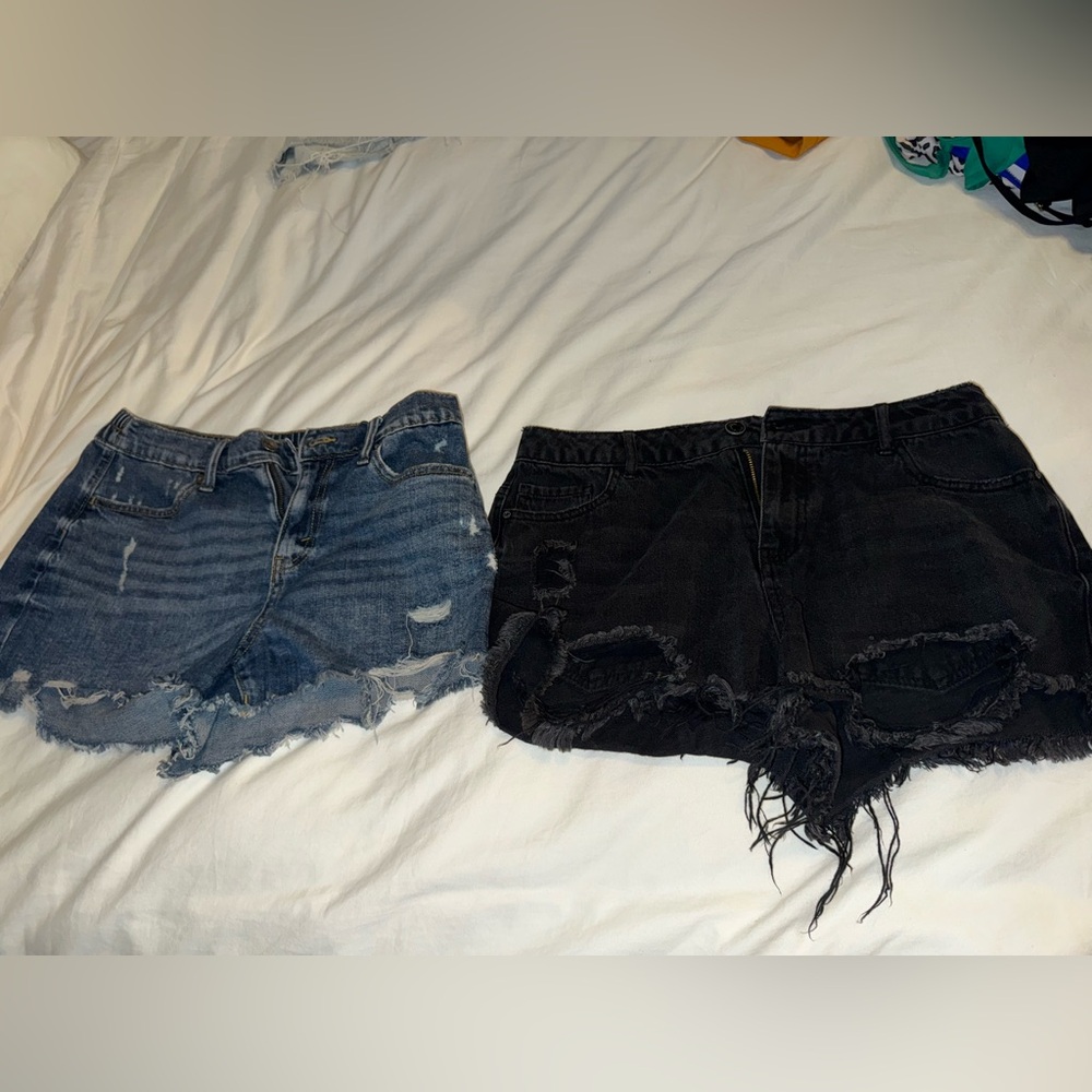Aerie Blue and Black Misguided Jean Shorts - two for one!